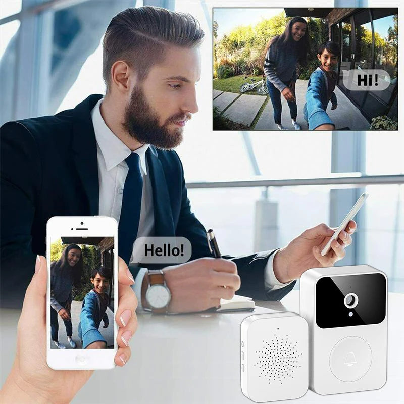 Campainha Com Câmera Vídeo Porteiro Sem Fio Wi-Fi HD Inteligente Smart Home Vê Pelo Celular Recarregável