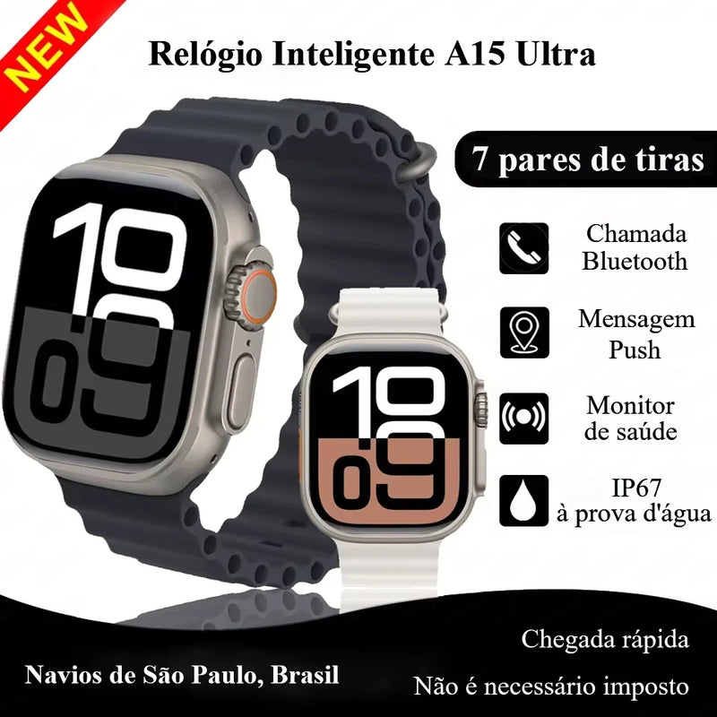 A15 ultra 7 + 1 smartwatch masculino relógios inteligentes bluetooth chamada feminino relógio eletrônico mensagem push monitor de saúde ip67 à prova dip67 água