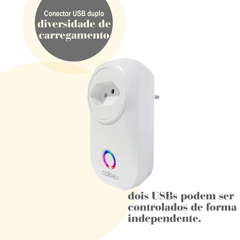 Tomada inteligente WiFi com USB ,Smart Plug Sem Fio Doméstica Multifuncional, Controle Remoto de Eletrodomésticos Por