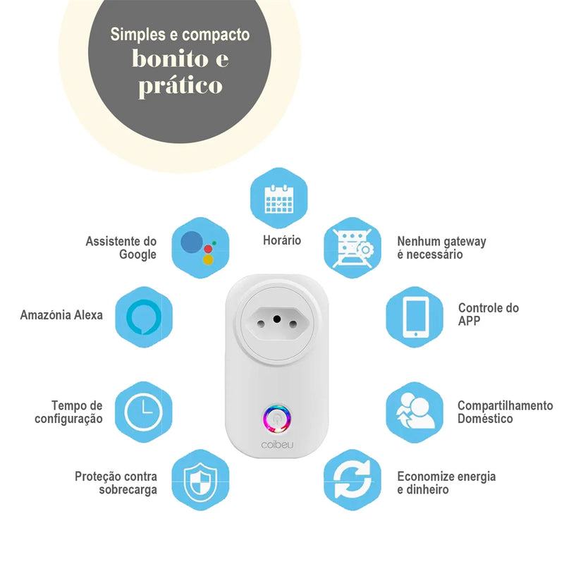 Tomada inteligente WiFi com USB ,Smart Plug Sem Fio Doméstica Multifuncional, Controle Remoto de Eletrodomésticos Por