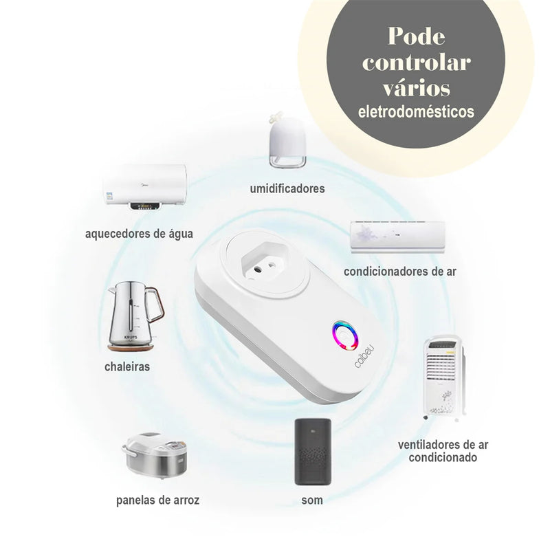 Tomada inteligente WiFi com USB ,Smart Plug Sem Fio Doméstica Multifuncional, Controle Remoto de Eletrodomésticos Por