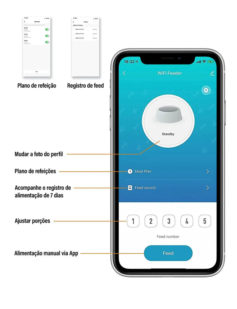 Alimentador temporizado para gatos 4L Alimentador para gatos com APP inteligente Refeição em aço inoxidável Alimentador remoto de ração para animais de estimação Dispensador automático. Adequado para cães e gatos