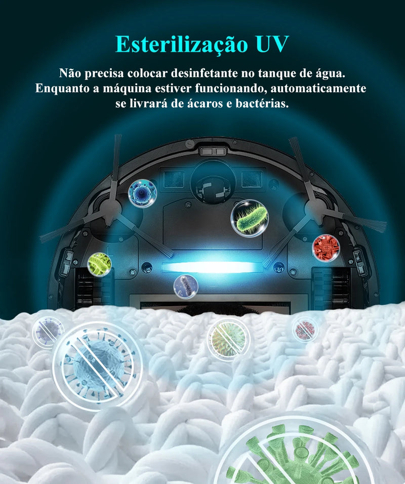 (40% OFF)Robô aspirador de pó ABIR X8, navegação a laser lidar, 6500pa sucção, multi-assoalho mapa, Esterilização UV, y forma molhado esfregar, app zonas não-go, Exclusivo Sensor TOF