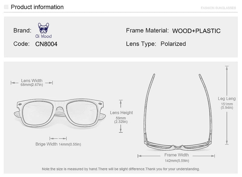 Oi Wood-Óculos de sol polarizados de madeira natural para homens, moda óculos de sol, marca original, novos quadros TR90