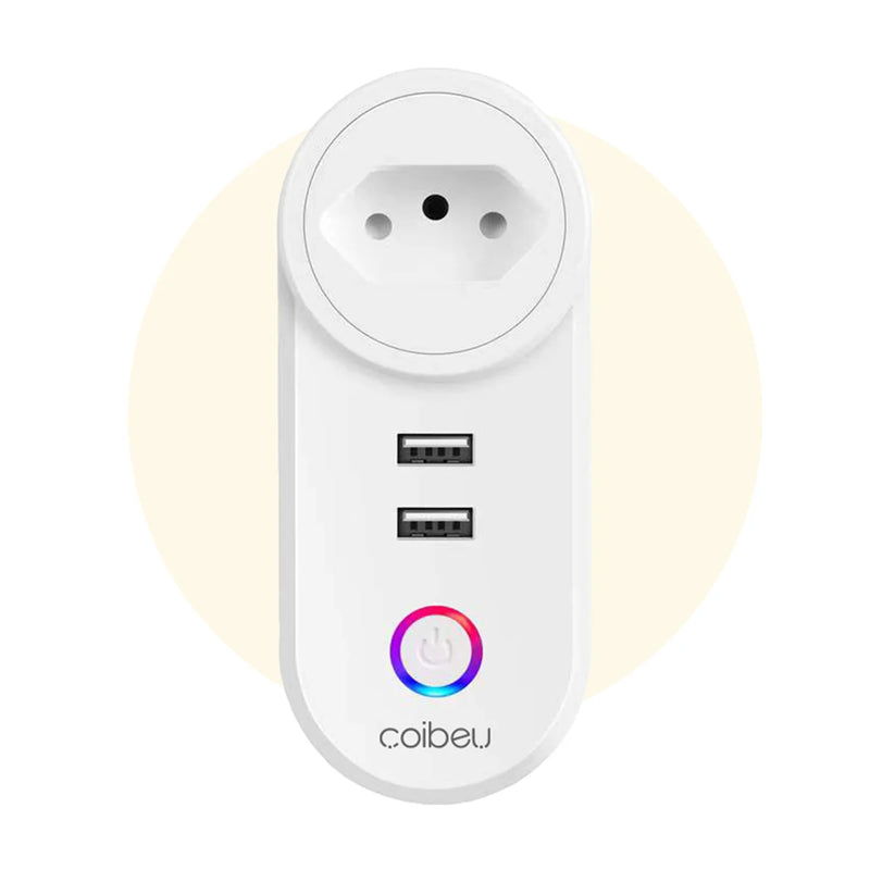 Tomada inteligente WiFi com USB ,Smart Plug Sem Fio Doméstica Multifuncional, Controle Remoto de Eletrodomésticos Por