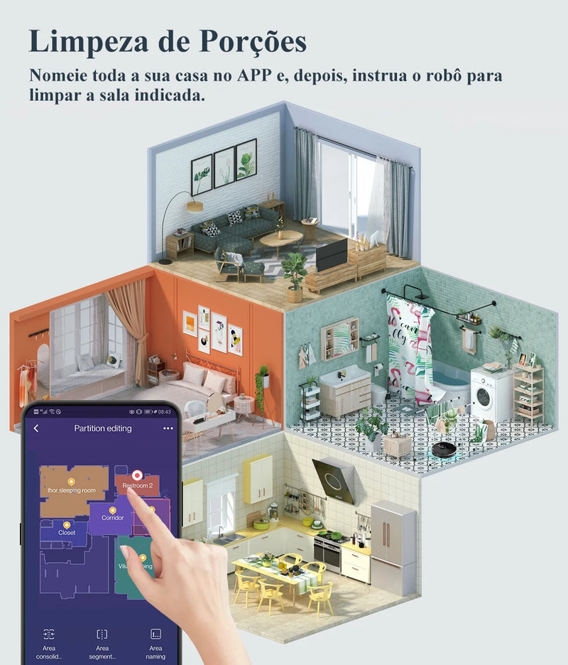 (40% OFF)Robô aspirador de pó ABIR X8, navegação a laser lidar, 6500pa sucção, multi-assoalho mapa, Esterilização UV, y forma molhado esfregar, app zonas não-go, Exclusivo Sensor TOF