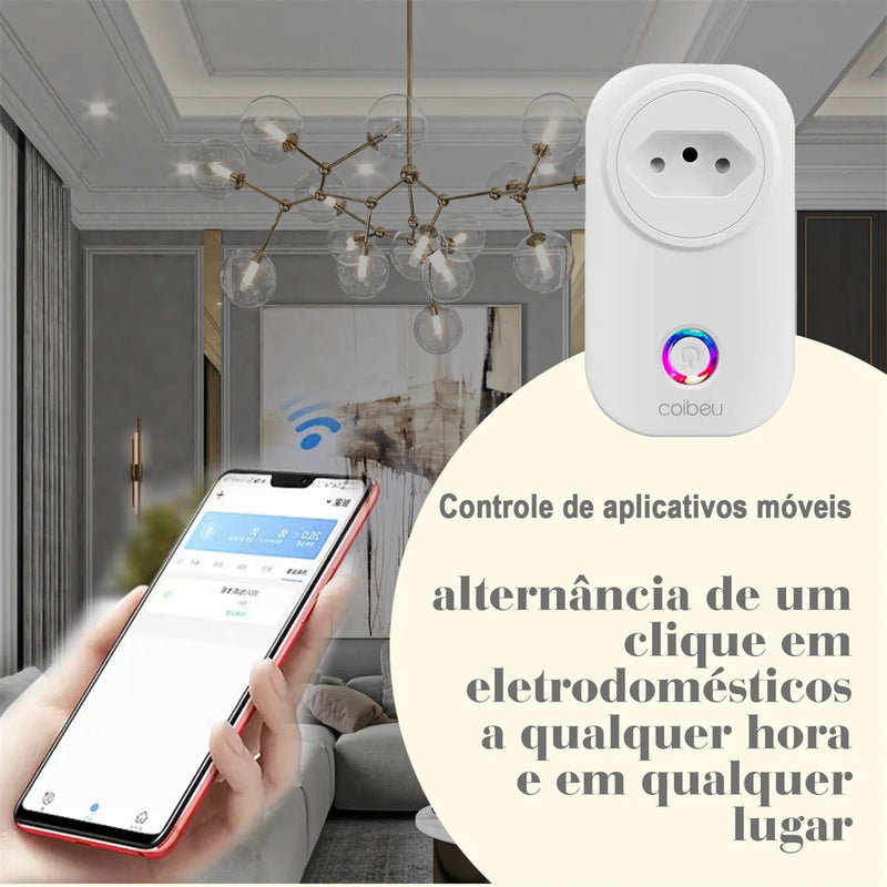 Tomada inteligente WiFi com USB ,Smart Plug Sem Fio Doméstica Multifuncional, Controle Remoto de Eletrodomésticos Por