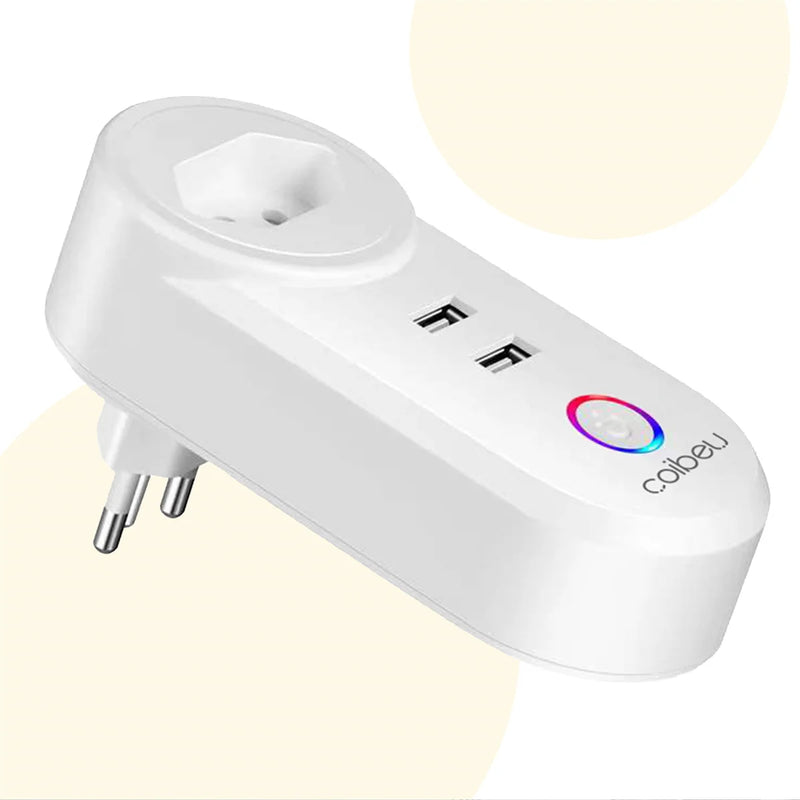 Tomada inteligente WiFi com USB ,Smart Plug Sem Fio Doméstica Multifuncional, Controle Remoto de Eletrodomésticos Por